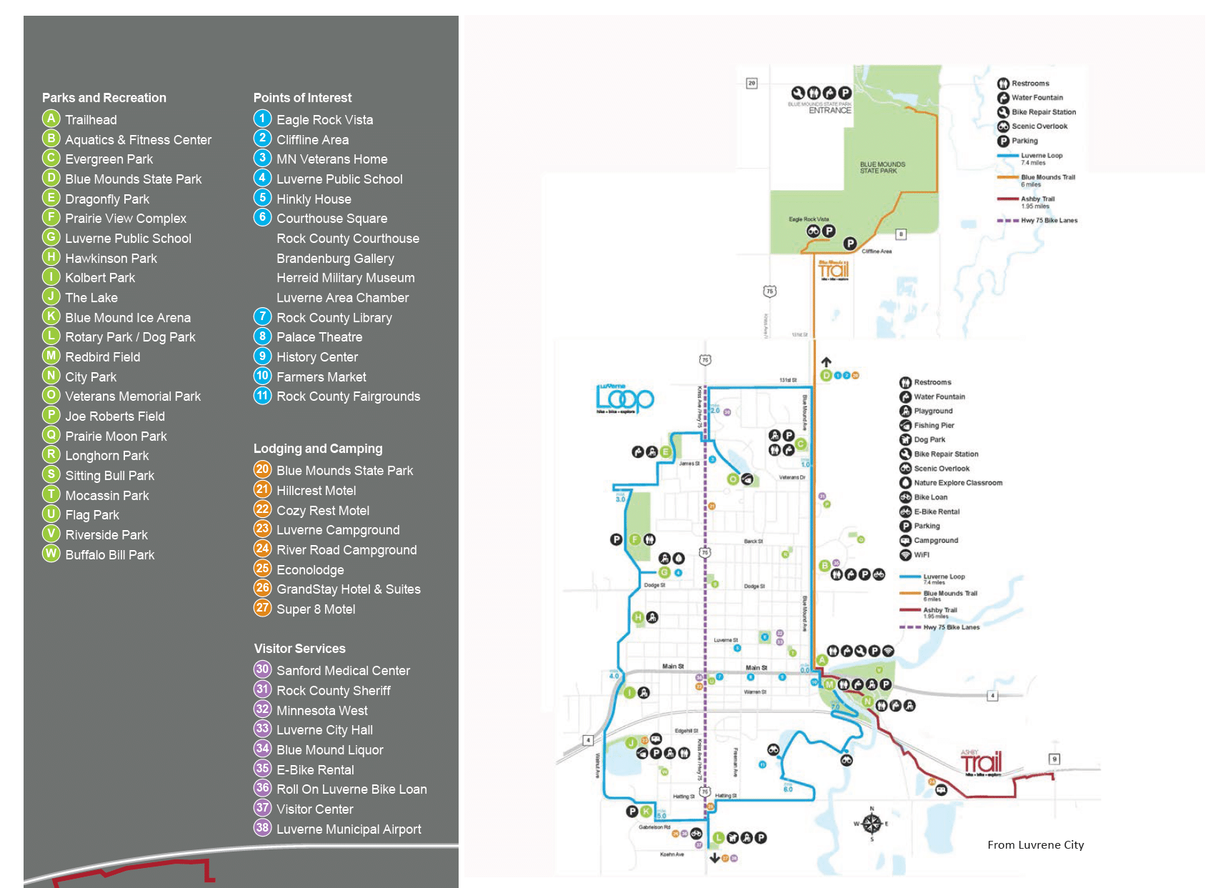 City of Luverne Trails map infographic