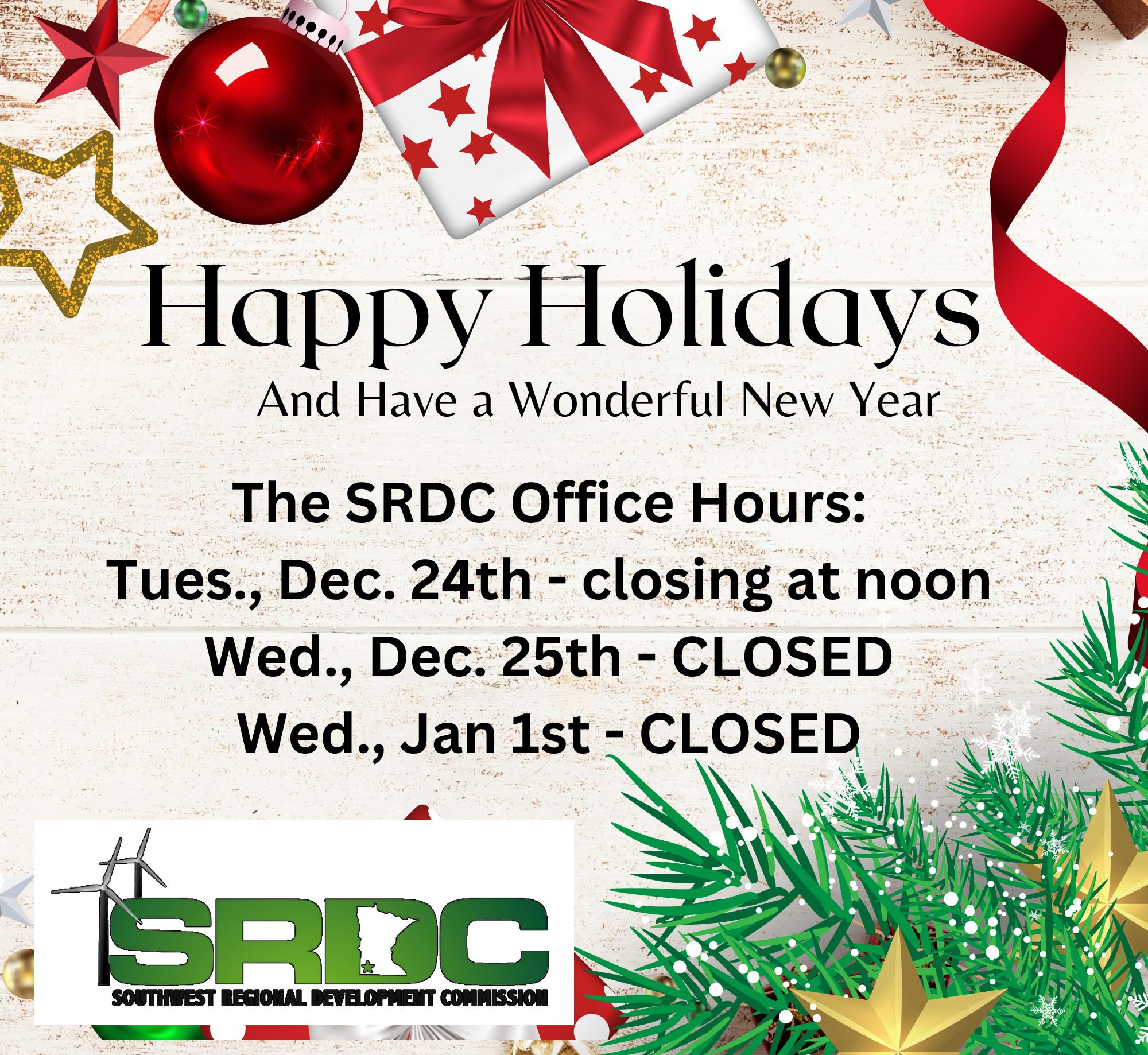 SRDC holiday hours